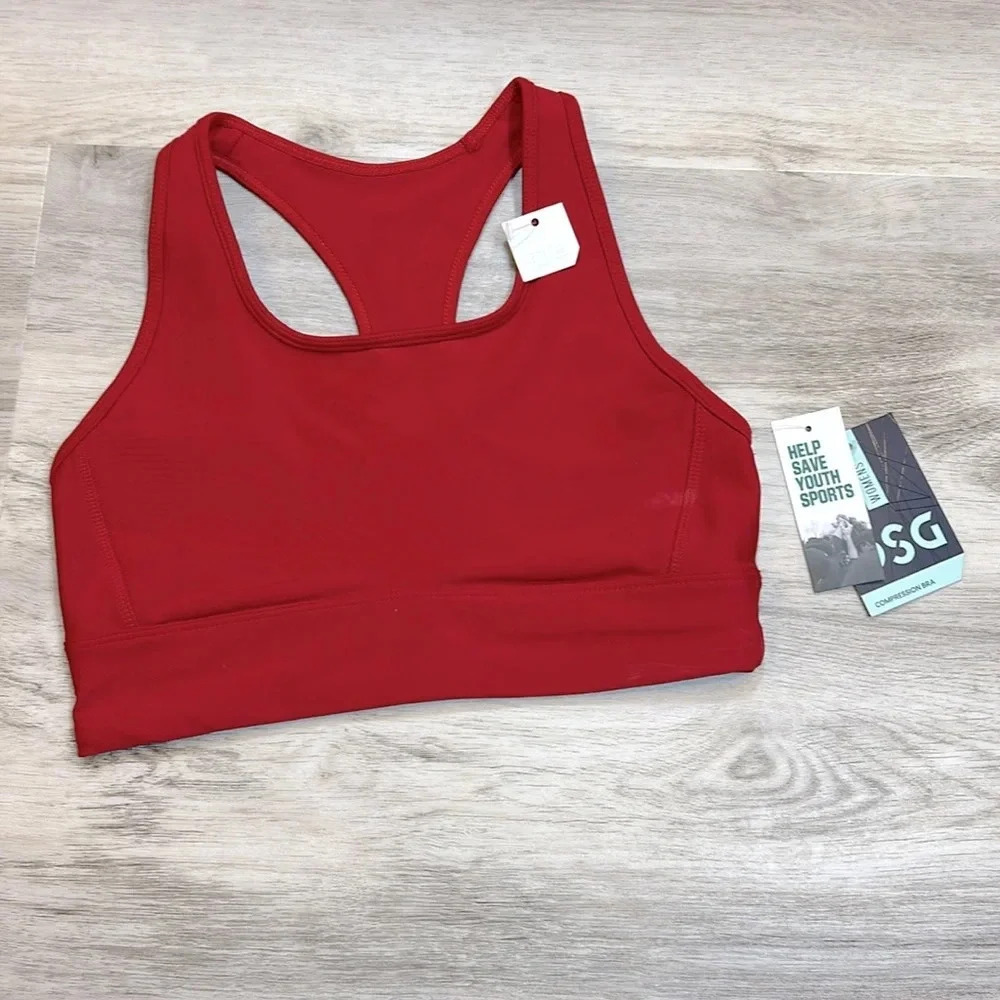 DSG Vibrant Red Women’s Athleisure Athletic Performance Compression Bra Top Sz S